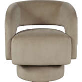 Sutton Split Back Curved Sculpture Swivel Accent Chair in Sand Tan Fabric